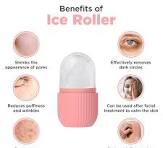Instant Glow Silicon Ice Face Roller - Best for Puffy Eyes, Skin Tightening & Cooling Therapy - Rose Quartz Facial Massager