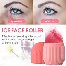 Instant Glow Silicon Ice Face Roller - Best for Puffy Eyes, Skin Tightening & Cooling Therapy - Rose Quartz Facial Massager